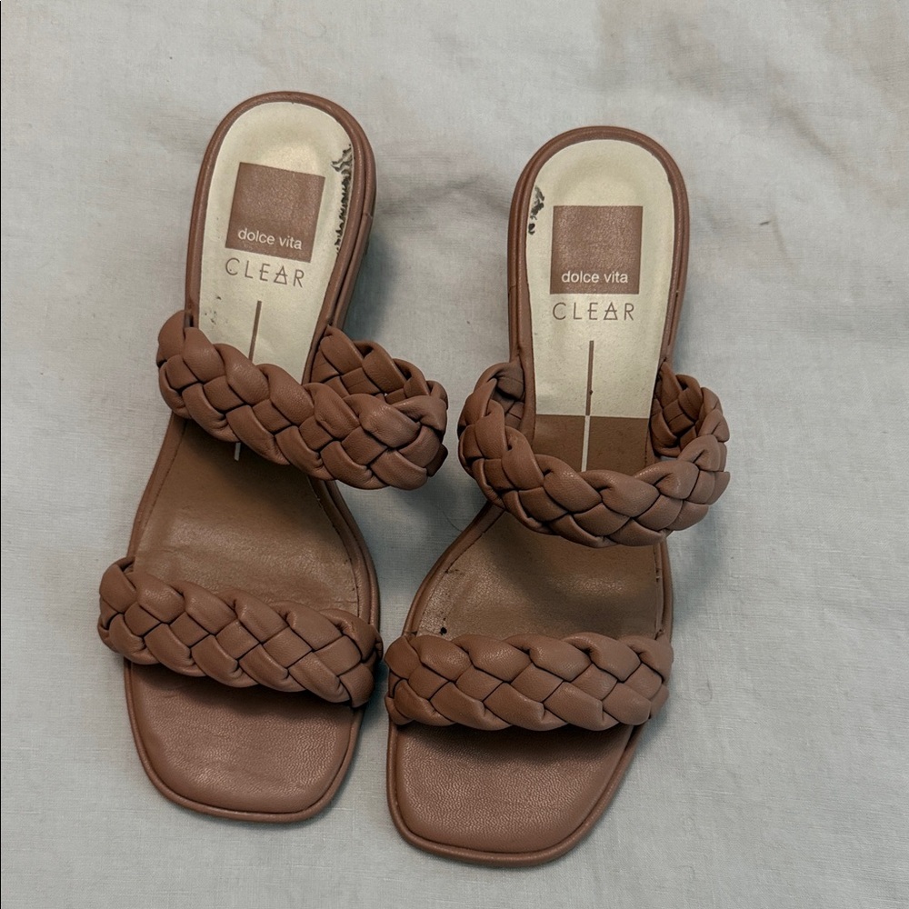 Dolce Vita Tan Braided Double-Strap Slide Sandals